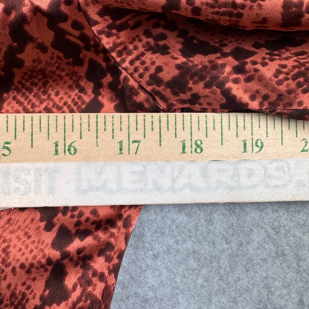 Cinq a Sept Top Womens XS Pink Brown Button Down Snake Satin Animal Print Blouse - Picture 6 of 7